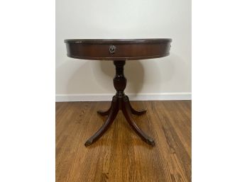Round Table With Lion Head Hardware And Leather Top