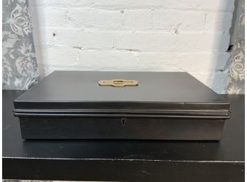 Restoration Hardware Large Black Metal And Gold Hardware Box