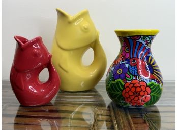 Colorful Fish Gurgle Pot Pitchers And Vase