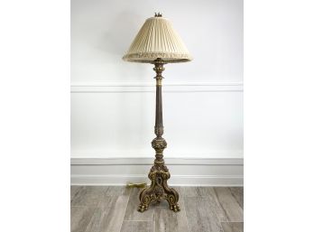 Elaborate Tall Gold And Bronze Floor Lamp