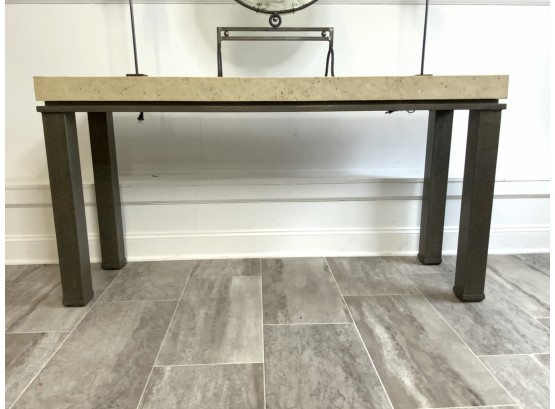 Console Table With Metal Legs And Stone Look Top