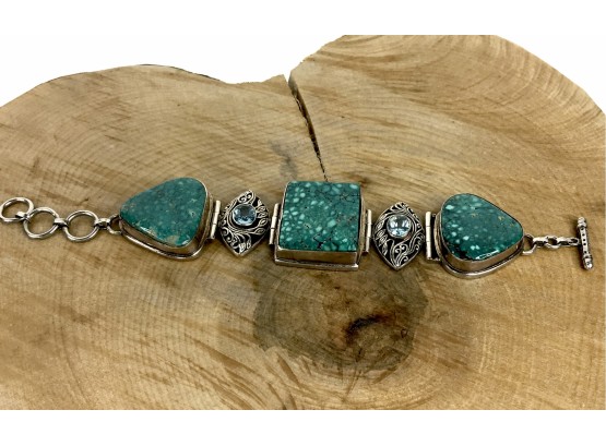 Stunning  Sterling And Turquoise Bracelet