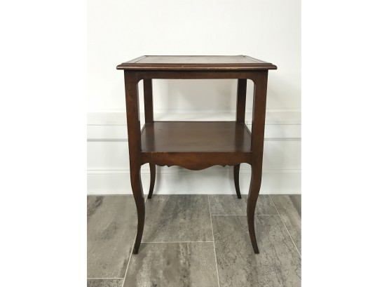 Square Side Table With Leather Top & Gold Embossed Edge