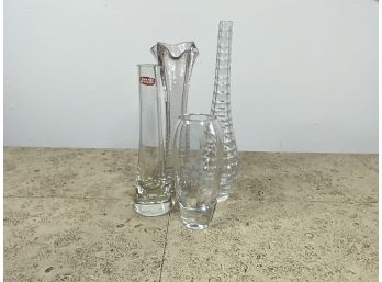 Four Crystal Bud Vases