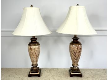 Pair Of Glass Mosaic Lamps