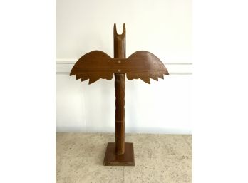 Wood Carved Pole With Wings