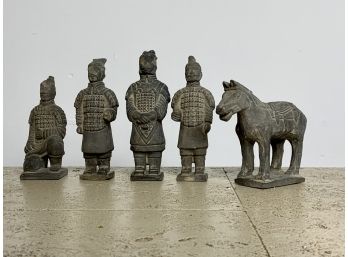Wood Carved Asian Generals And Horse
