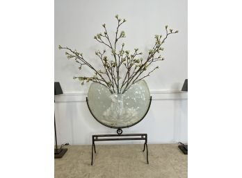 Large Unique Glass And Metal Vase
