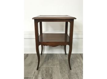 Square Side Table With Leather Top & Gold Embossed Edge