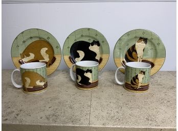 Warren Kimball Cat Collection Mug And Plates