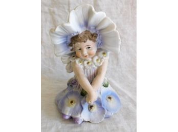 Cute Porcelain Figure Of Girl With Bonnet