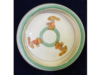 Vintage Child's Feeding Dish With Bunnies!, Roseville?