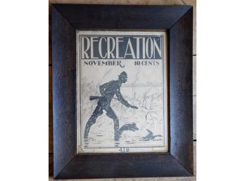 Fantastic Old Hunting Print In Oak Frame