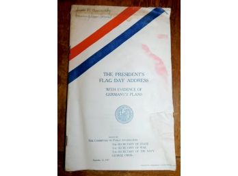 WW I Booklet, Speech On Flag Day