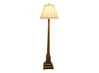 Pretty Hand Painted Decorative Floor Lamp With Pleated Shade