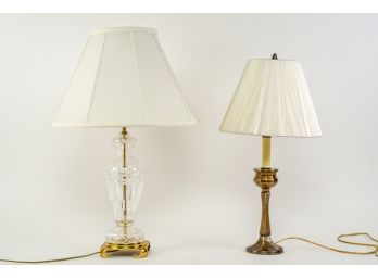 Two Crystal And Brass Table Lamps