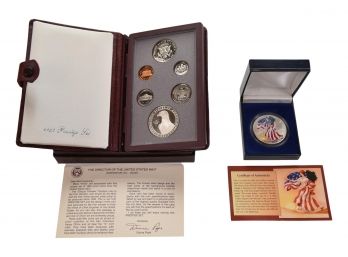United States Mint 1983 Olympic Prestige Set And 2000 American Eagle Silver Dollar