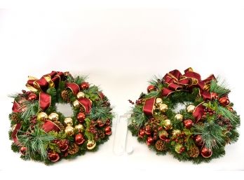 Two Holiday Christmas Wreaths