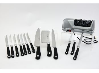 Collection Of Twelve Wsthof Knives And Cuisinart Knife Sharpener