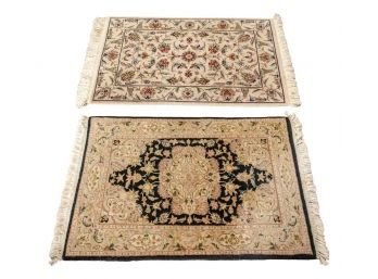 Two Small Hand Knotted Oriental Area Rugs