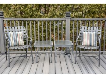Set Of Two Patio Armchairs With Matching Tables