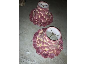 2 Rose And Rose Petal Lampshades - Very Unique -