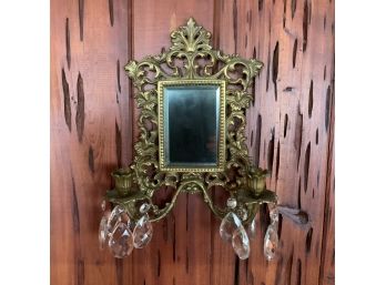 Antique Rococo Style Mirror With 2 Light Candle  Holders