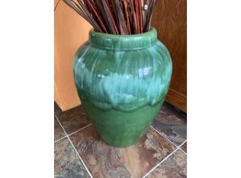 Lovely Antique Roseville Tall Green Drip Glaze Urn