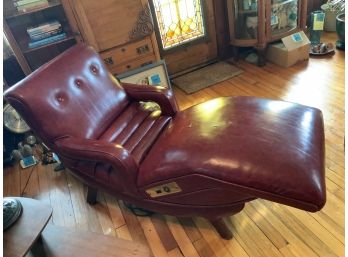 Mid Century Red Naugahyde Contour Lounge Chair ~ Vibration & Heat ~