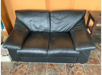 Black Leather Love Seat