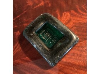 Antique Green Glass Ashtray Or Pin Dish