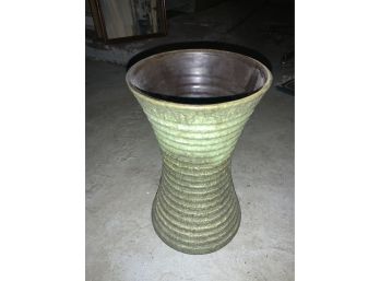 Vintage MCM Green Ribbed Vase ~ Vetter ~ W. Germany