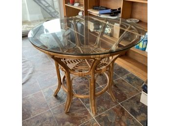 Round Bamboo Table With Glass Top