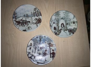 3 Arabia Finland Winter Scene Small Plates