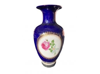 Reichenbach Cobalt Floral Vase, West Germany