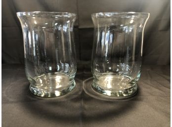 Pair, Glass Hurricane Vases