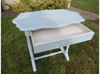 Pale Blue Scalloped-Top Table