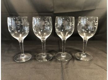 Set Of Four Princess House Heritage Wineglasses