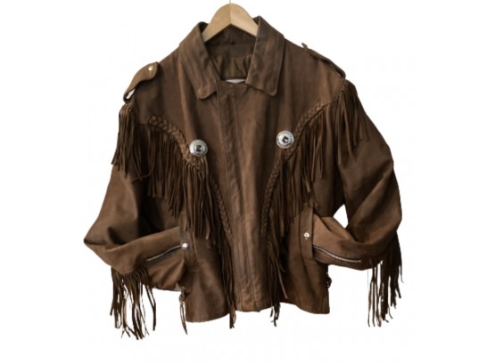 Brown Suede Fringe Jacket - Ladies Sz. XL