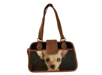 Adorable Chihuahua Design Leather Handbag