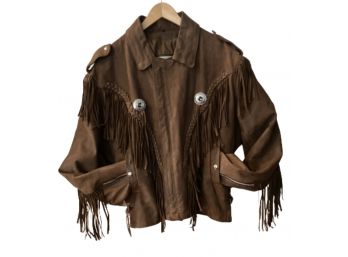 Brown Suede Fringe Jacket - Ladies Sz. XL
