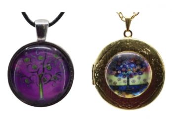 Pair Of Tree Of Life Pendant Necklaces