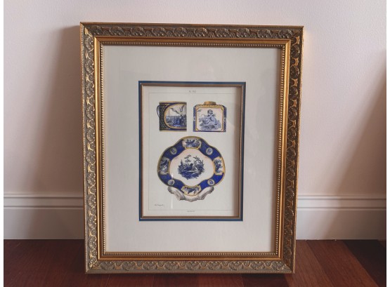 Beautifully Custom Framed & Double Matted Blue And Yellow China Print