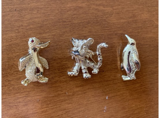 Three Vintage Animal Lapel Pins