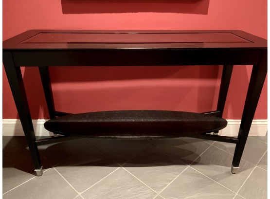 Ebonized Console Table With Glass Inset Top
