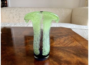 Lime Green & Purple Glass Art Vase