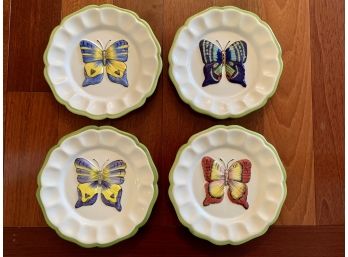 Four Butterfly Motif Ceramic Plates By Jay Willfred