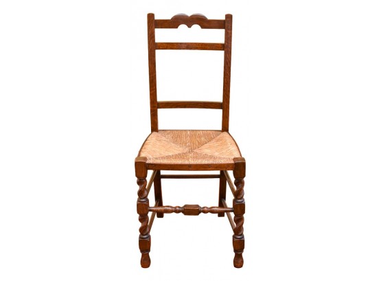 Antique Walnut Rush Seated Side Chair With Barley Twist Legs (retail $355)