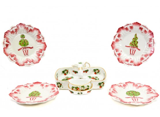 The Mane Lion Collection Of Topiary Plates And Hammersley & Co. Bone China Strawberry Basket