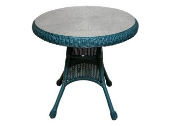 Round Wicker Patio Table With Glass Top